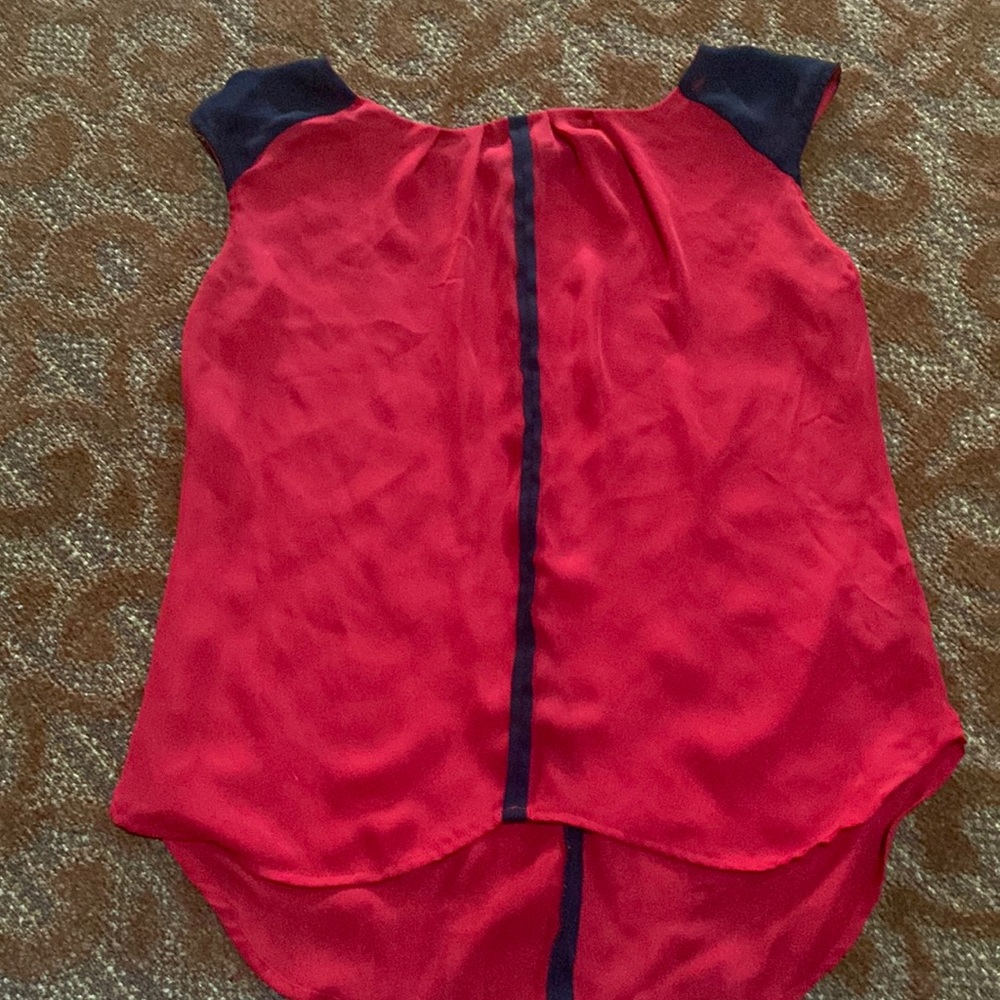 Worthington red and black sheer top size Large